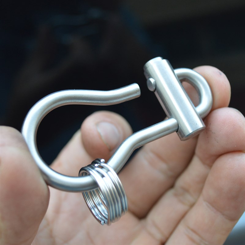 DIY手工不锈钢锁扣钥匙圈 创意鲁班按钮男士汽车钥匙扣三环大容量