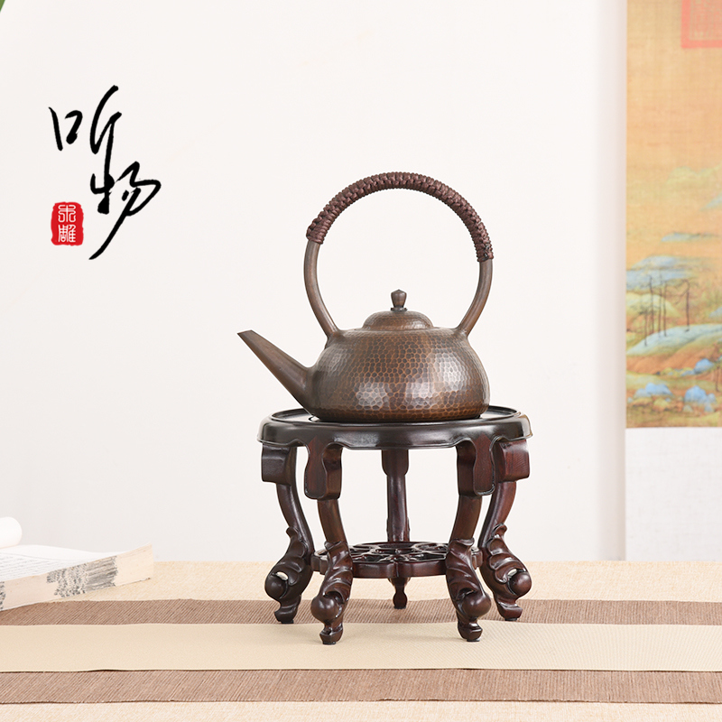 非洲酸枝实木圆形花瓶鱼缸底托几架盆景展示花器花道铜器摆件底座