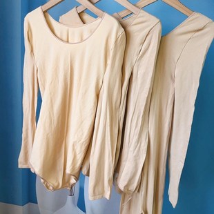 连体打底衫长袖简约肤色连体长袖短袖勾手指紧身可定制演出服打底