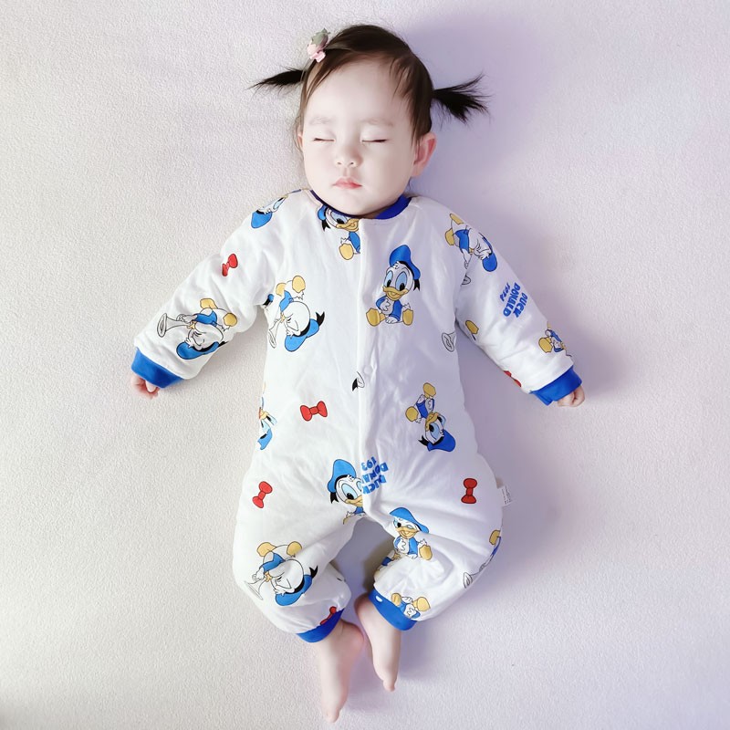 新生儿婴儿4连体衣冬装7夹棉8加厚0-3个月男女宝宝外出服6秋冬季5