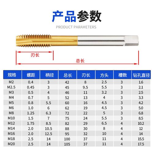 M35镀钛含钴先端螺旋机用丝锥丝攻不锈钢攻牙钻头M3-M24通孔盲孔