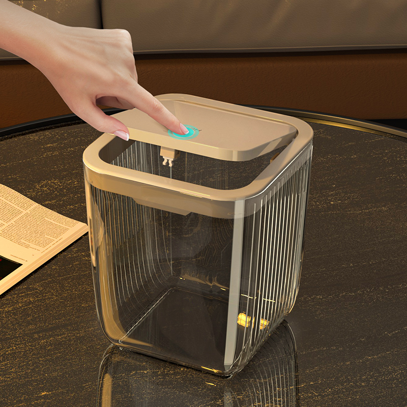 桌面垃圾桶家用客厅轻奢迷你小号收纳桶带盖办公室桌上按压式纸篓
