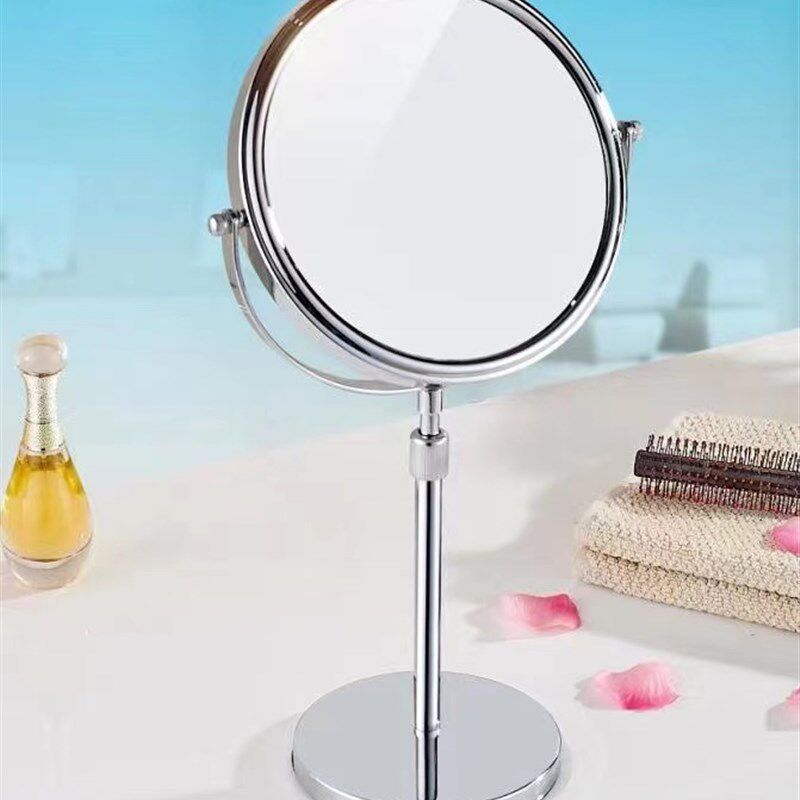 忆美 化妆镜带灯台式LED双面镜桌面梳妆镜便携手持镜放大美妆镜子