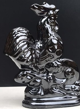 陶瓷黑色十二生肖摆件全套瓷狗鼠瓷牛马虎兔龙鸡羊猴蛇猪工艺品