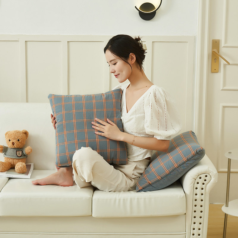 汽车载靠枕两用抱枕被全棉简约格子靠垫办公室沙发午睡空调小被子,居家布艺,抱枕被,淘宝优惠券,粉丝福利购,淘宝优惠卷