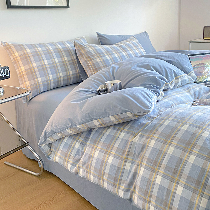 水洗棉被套单件非全棉纯棉被套150x200x230学生宿舍单人三件式1.5