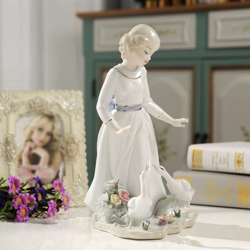 欧式陶瓷人物摆件西洋美女客厅酒柜电视柜家居装饰品摆件节日礼物