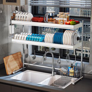 可调节厨房水槽置物架碗架碗碟沥水架家用台面水池洗放碗收纳架子
