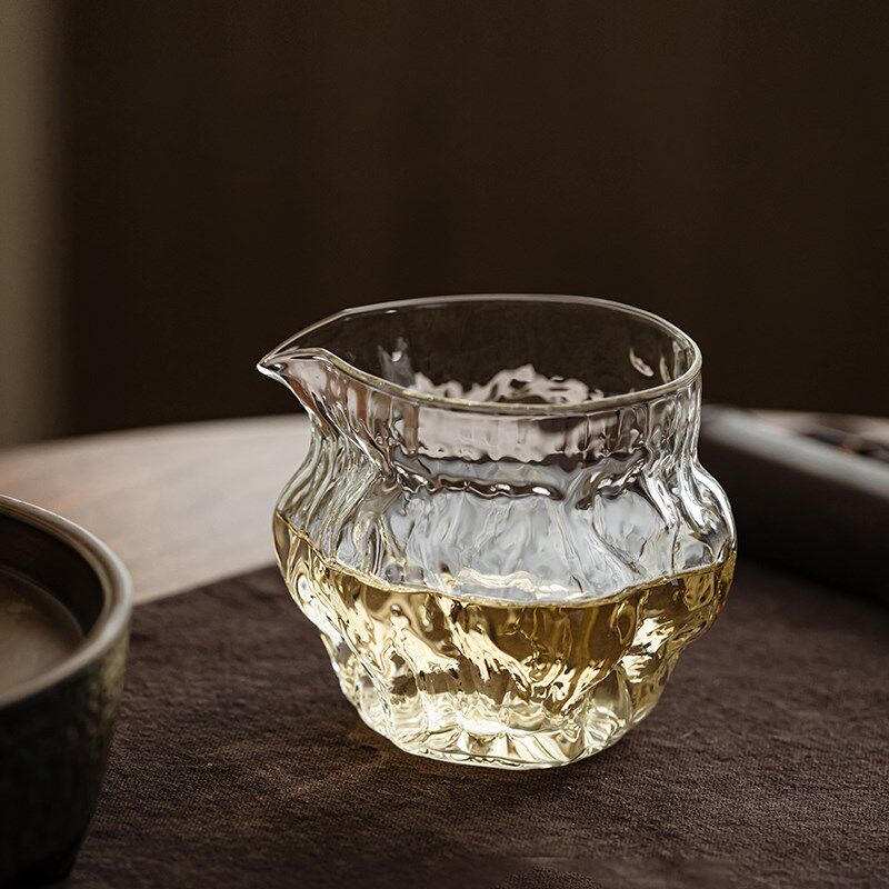 中式复古玻璃核桃纹公道杯优质耐热小茶海分茶器匀杯家用功夫茶具