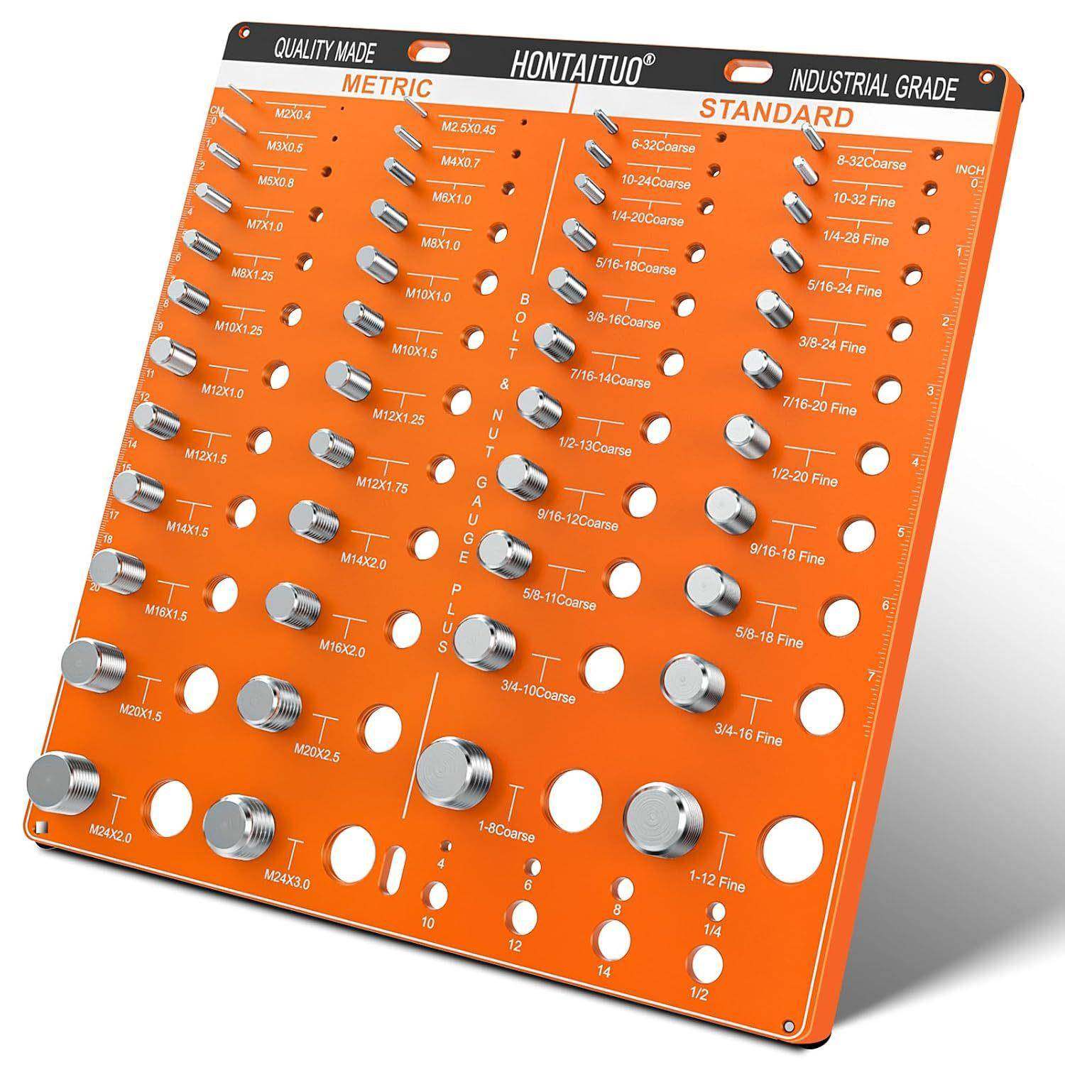 54螺母和螺栓螺纹检测器，22个标准和24个公制螺栓和8个钻头规