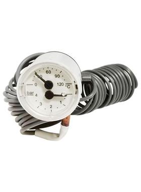 供毛细管温压表温度压力一体表塑壳轴向带双线WY-40Z 4bar/120°C