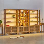 茶叶展示架展示柜货架子实木带灯茶叶店普洱茶具紫砂壶多宝格子柜