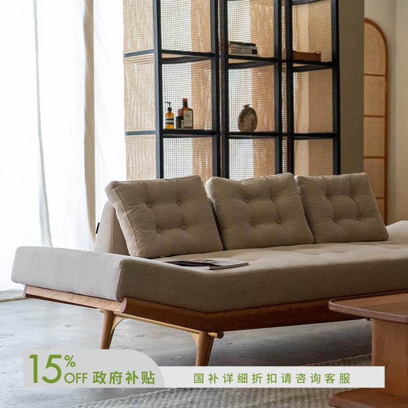 山隐造物时景沙发侘寂风黑胡樱桃实木布艺复古原木客厅家具小户型