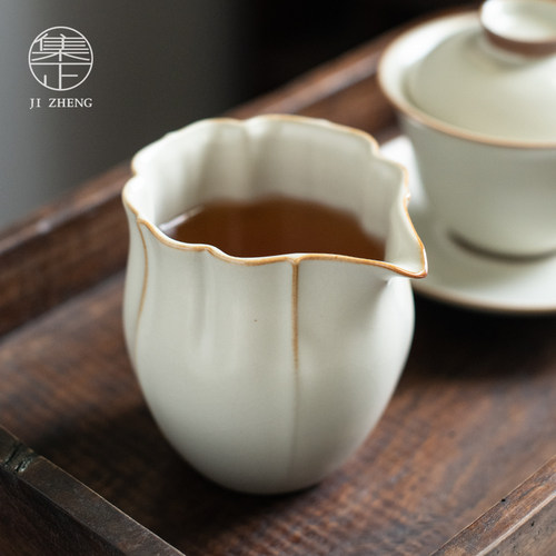 集正 汝窑陶瓷公道杯 家用功夫茶具 茶道配件分茶器 大号公杯茶海