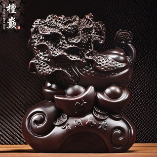 黑檀木雕白菜摆件实木百财如意家居客厅装 饰新居乔迁商铺开业礼品