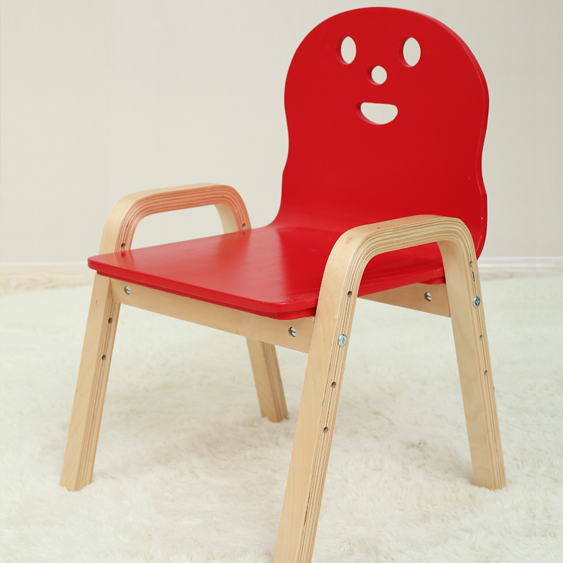 实木儿童笑脸靠背椅家用彩色可升降椅培训班可调节宝宝靠背椅