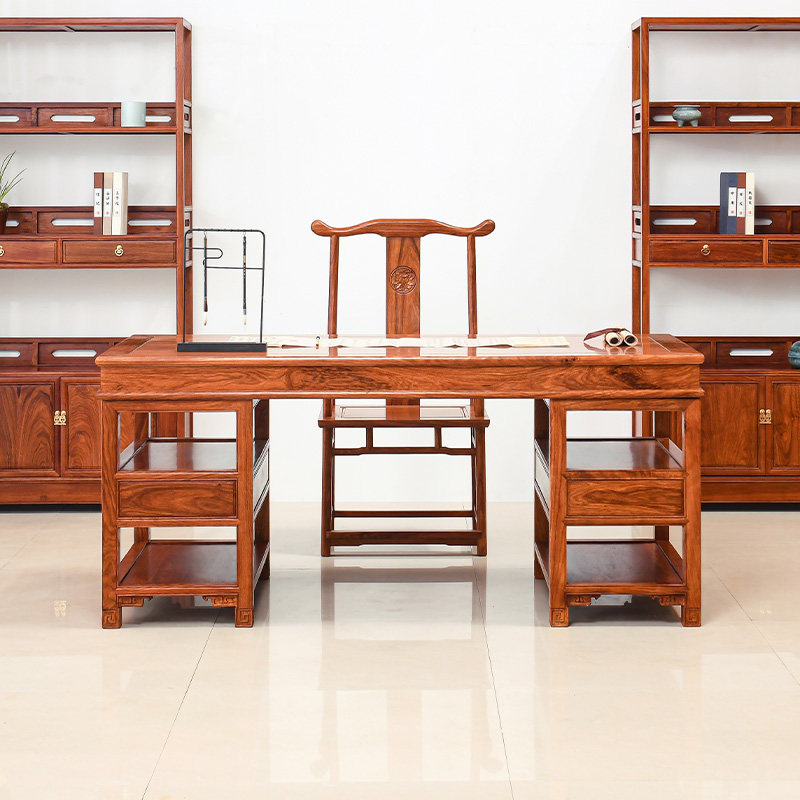 花梨木画案中式书法桌书画桌刺蝟紫檀红木办公桌全实木书桌办公桌