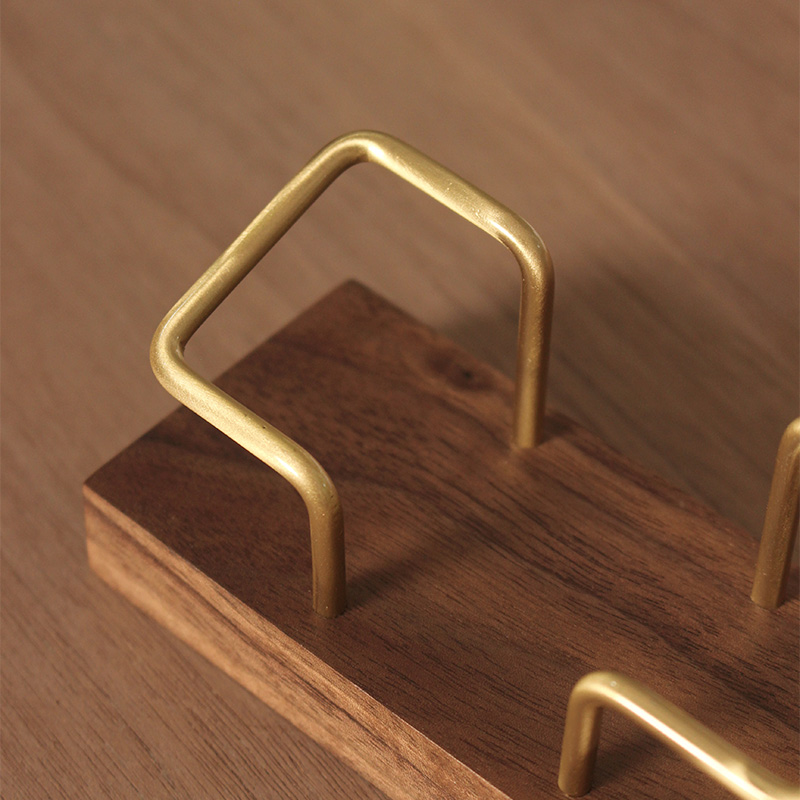 木质黄铜创意名片盒桌面前台木质名片架子摆台卡片架座商务大容量