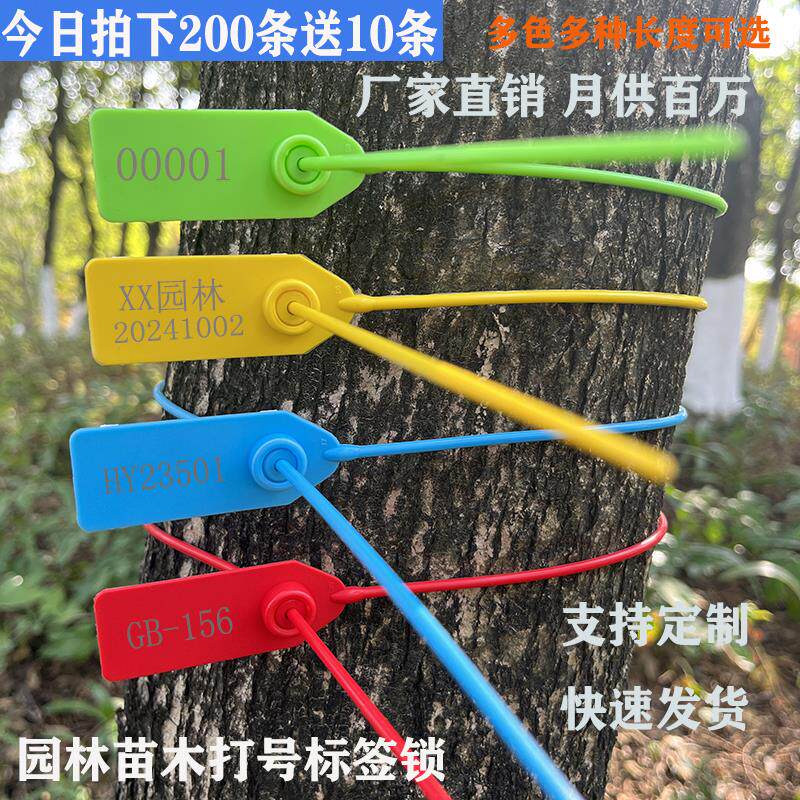 塑料标签园林苗木封签锁扣号苗吊牌物流防盗铅封海钓围树扎带标识