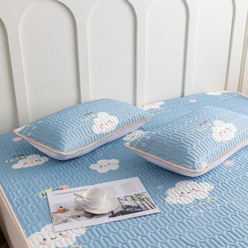 202新款乳胶凉席夏季冰丝席子学生宿舍单人三件可折叠床垫