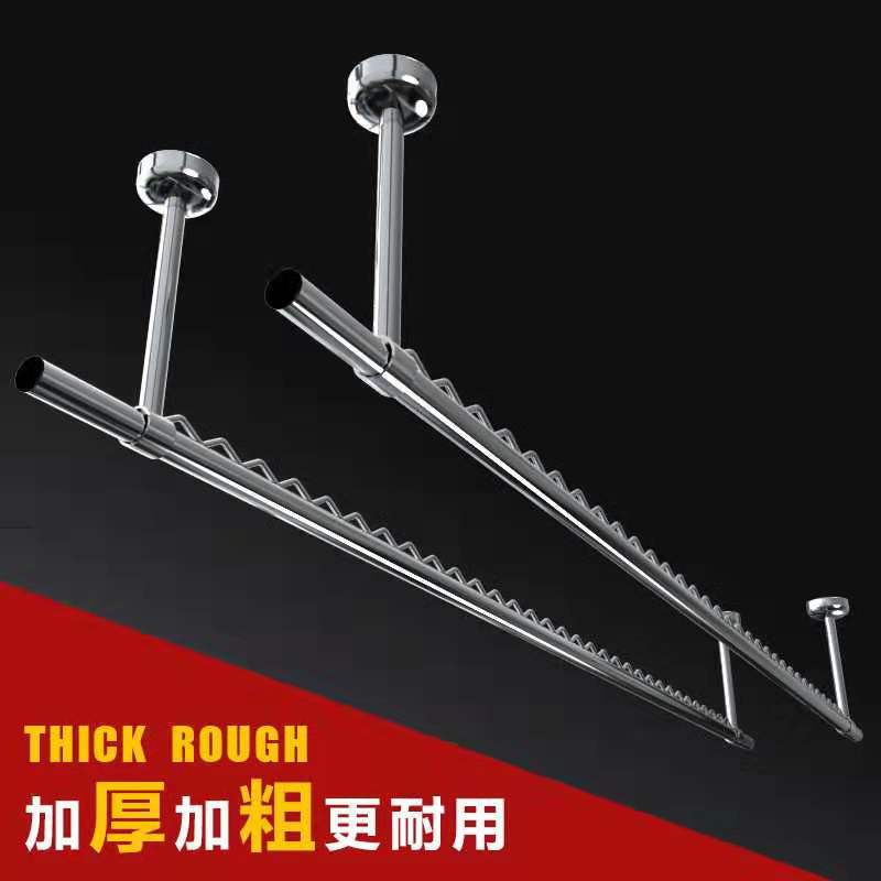 阳台固定式晾衣架30不锈钢挂衣杆波浪防风晒衣管墙吊顶装加厚款