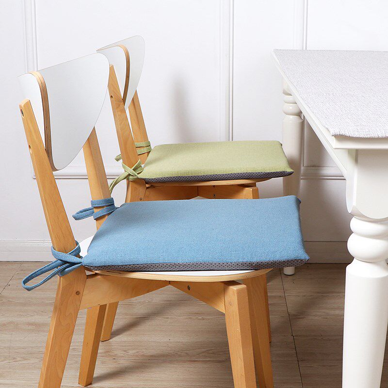 棉麻坐垫纯色办公室电脑椅子用坐垫板凳子冬天四季餐桌餐椅屁垫子