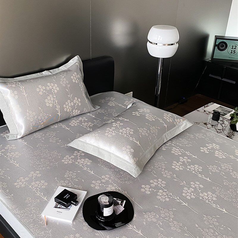 夏季A类无荧光冰丝凉席可水洗提花可折叠席子家用床笠三件套透气