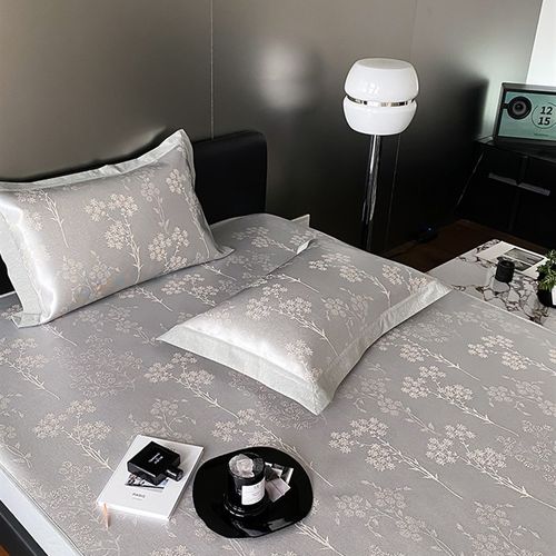 夏季A类无荧光冰丝凉席可水洗提花可折叠席子家用床笠三件套透气