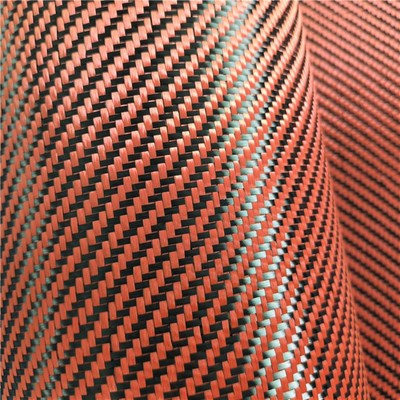 橙黑色混编芳纶碳纤维布   200克斜纹碳纤维制品表面装饰布