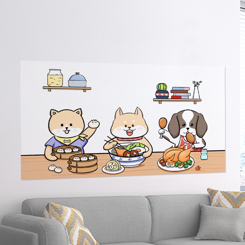 贴画墙贴餐厅面馆墙壁装饰画自粘客厅卧室床头背景墙3d立体壁画纸