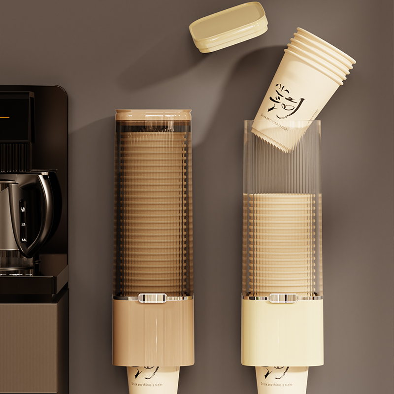 纸杯架一次性杯子取杯器饮水机水杯架子壁挂式取杯架防尘免打孔架