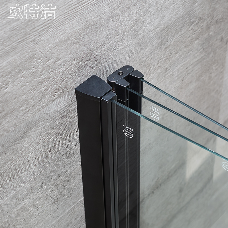 宁波欧特洁一字型三扇折叠落地屏风卫生间淋浴房安全钢化玻璃隔断