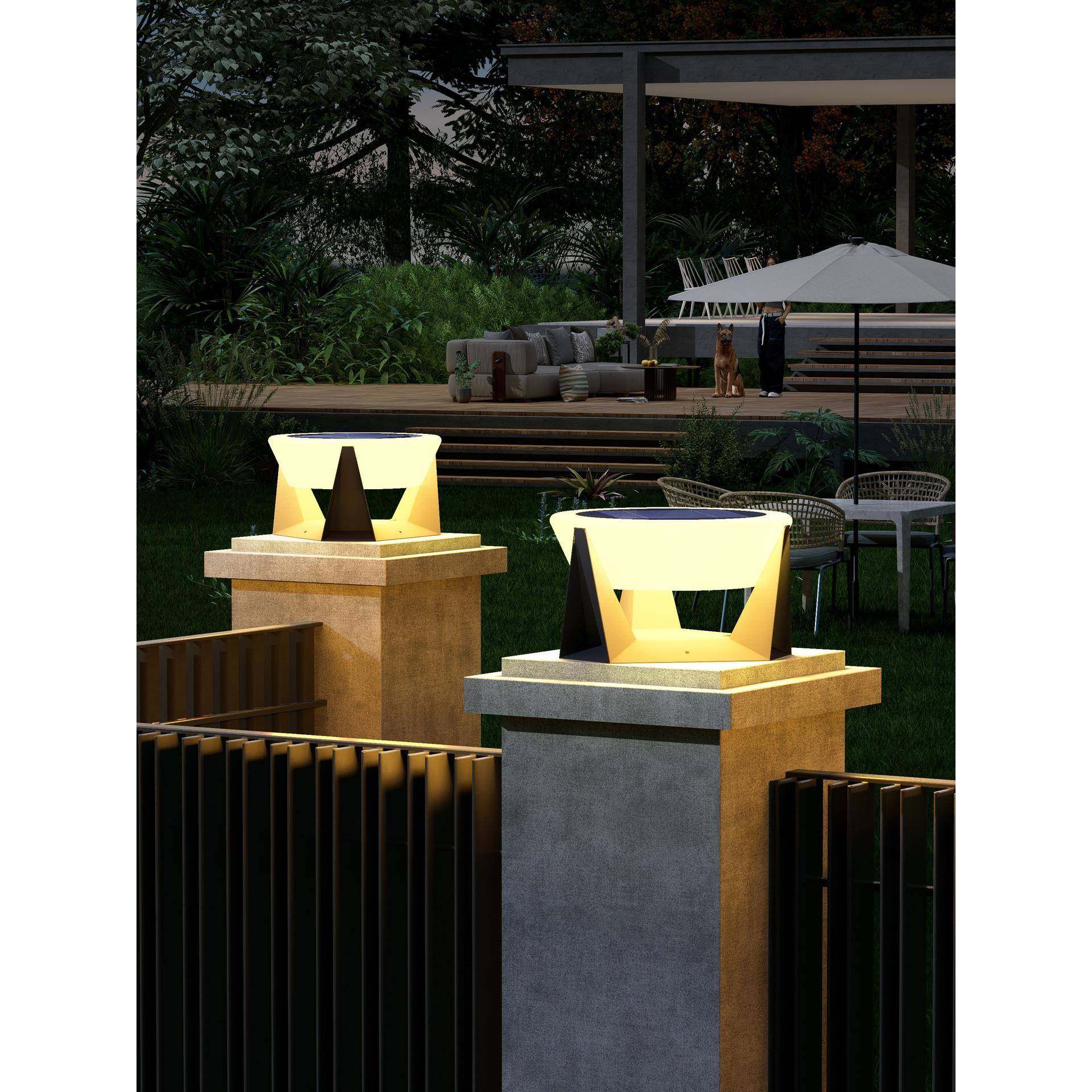 现代简约太阳能柱头灯景观庭院灯创意防水设计围墙院子柱子灯