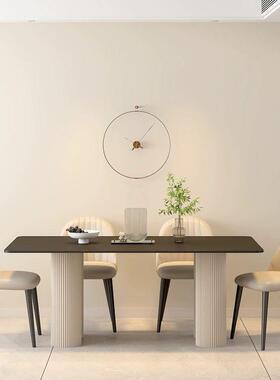 纯黑色岩板餐桌2023新款意式高端现代简约家用小户型长方形吃饭桌