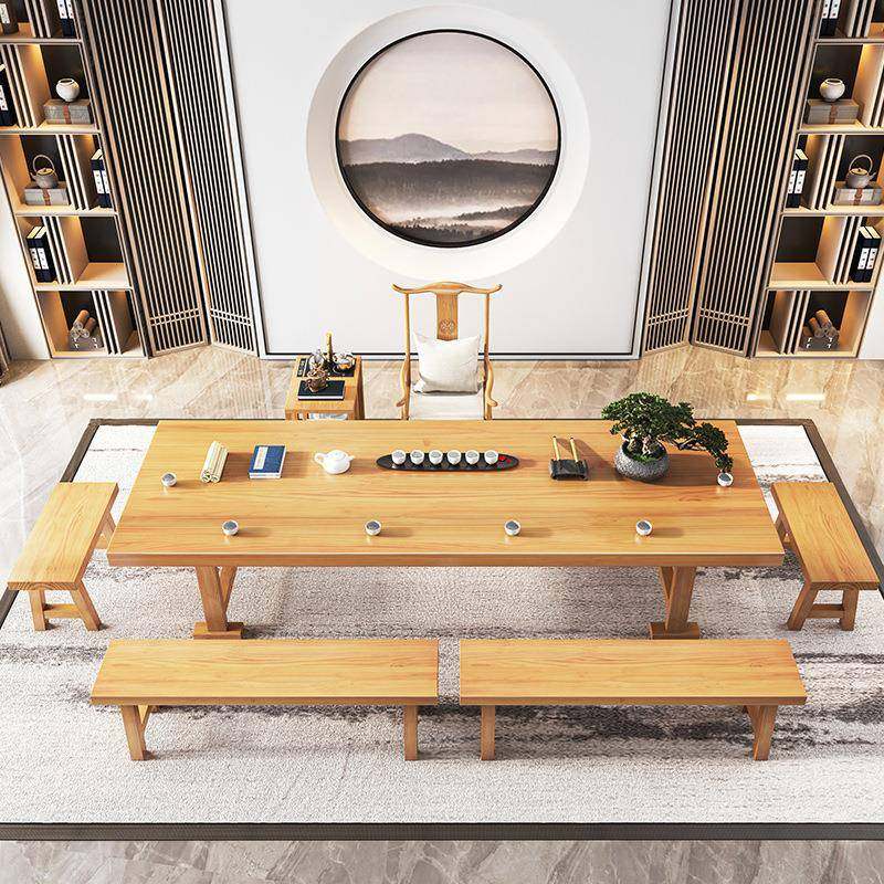 新中式实木茶桌椅组合家用小户型接待茶台办公室茶馆功夫泡茶桌子