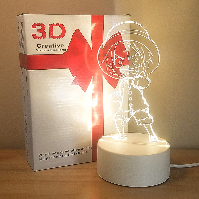 路飞3d小夜灯创意立体卧室睡眠护眼床头灯led节能灯少女心宿舍usb