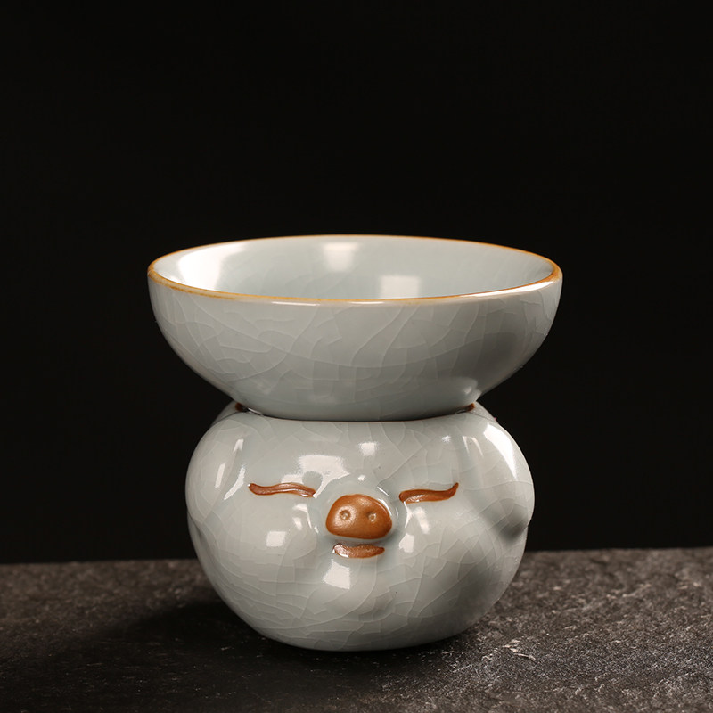 汝窑开片茶漏器 陶瓷茶叶滤茶器 茶隔功夫茶过滤网茶具配件茶滤网