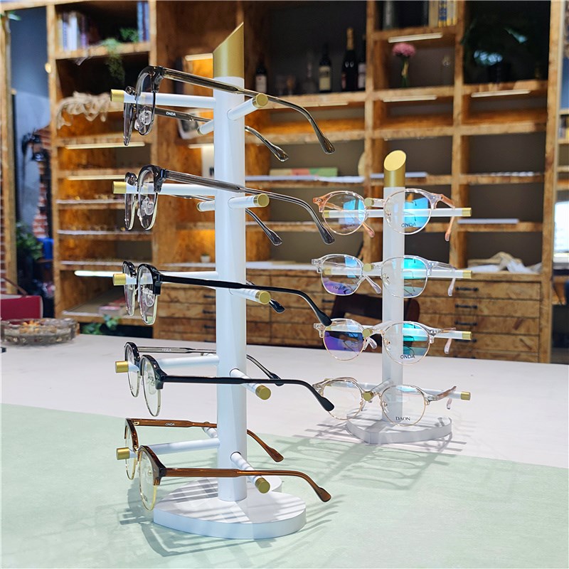 白色烤漆竹木眼镜展示架子金属太阳镜陈列道具近视镜摆放墨镜摆件