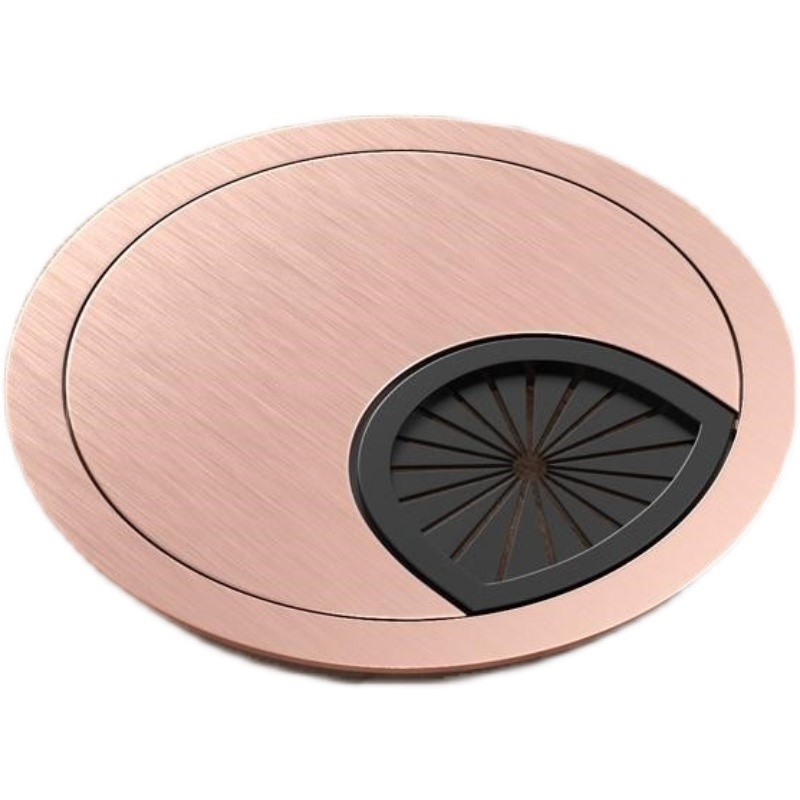 桌面合金穿理线盒电脑办公室台面书桌圆形理线盒翻盖过理线盒孔洞