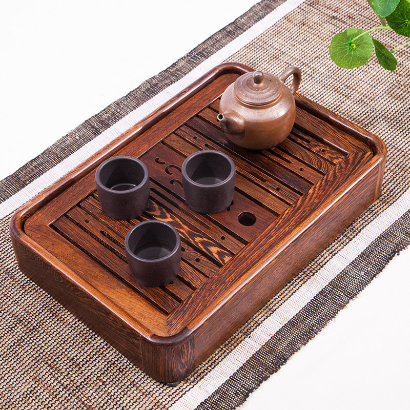鸡翅木茶盘实木茶海迷你储水小号茶具茶盘便携茶盘家用茶托盘排水