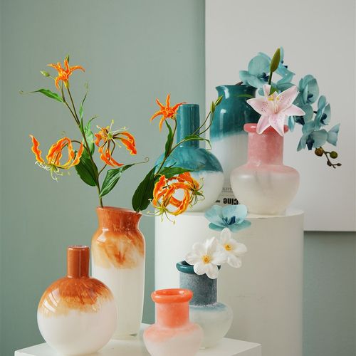 高级多巴胺中古餐桌摆件花器花瓶家居软装饰品样板间空间花艺饰品