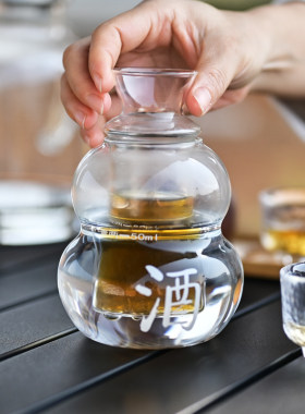 耐热玻璃黄酒温酒器烫酒壶冰酒壶清酒老式可加热暖酒二两酒壶家用