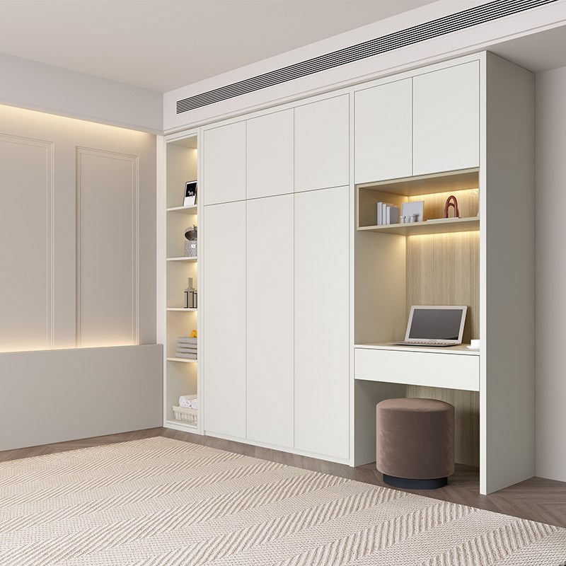金牌衣柜带书桌一体卧室家用衣橱简约梳妆台书柜衣帽间柜子