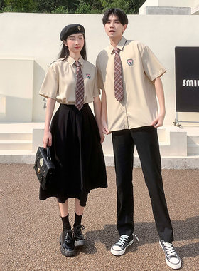 情侣装夏季衬衫裙子套装高中生高三毕业照学院风初中生成人礼班服