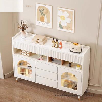 超薄20c轻m奢奶油风边碗柜一体靠墙储物岩板餐柜柜简OTS约现代茶