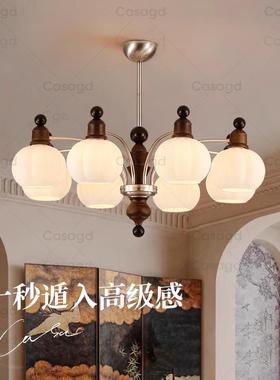 cagd中古风白蜡木客厅吊灯法式复古实木餐厅式灯a美s85024主卧室