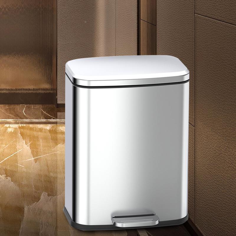 家用不锈钢间垃圾桶定盖生缓695降客厅13L卫脚踏简圾约风高颜值垃