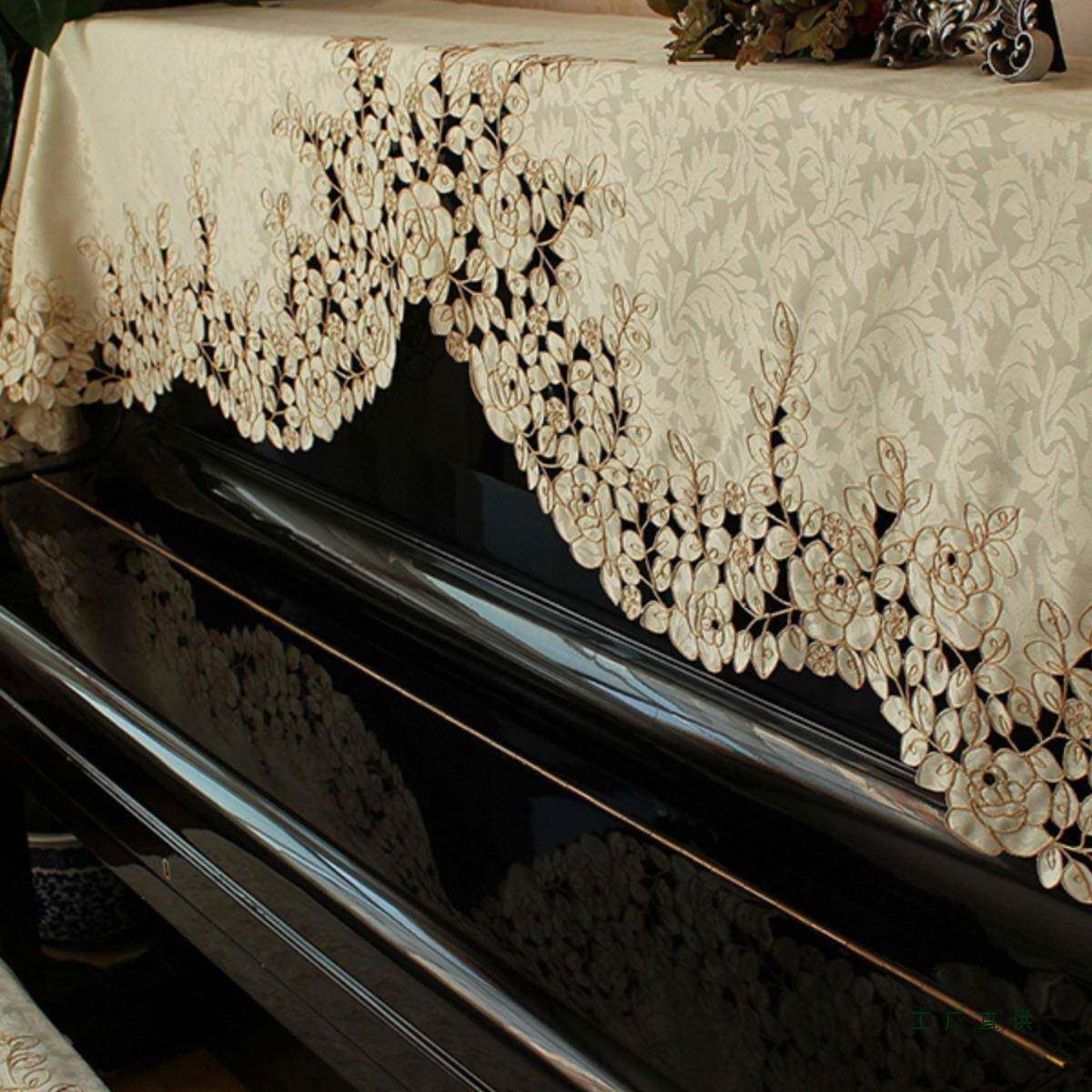 钢琴罩轻奢尘防网罩红大法式F95HHJH6蕾丝复古简约钢琴气盖布