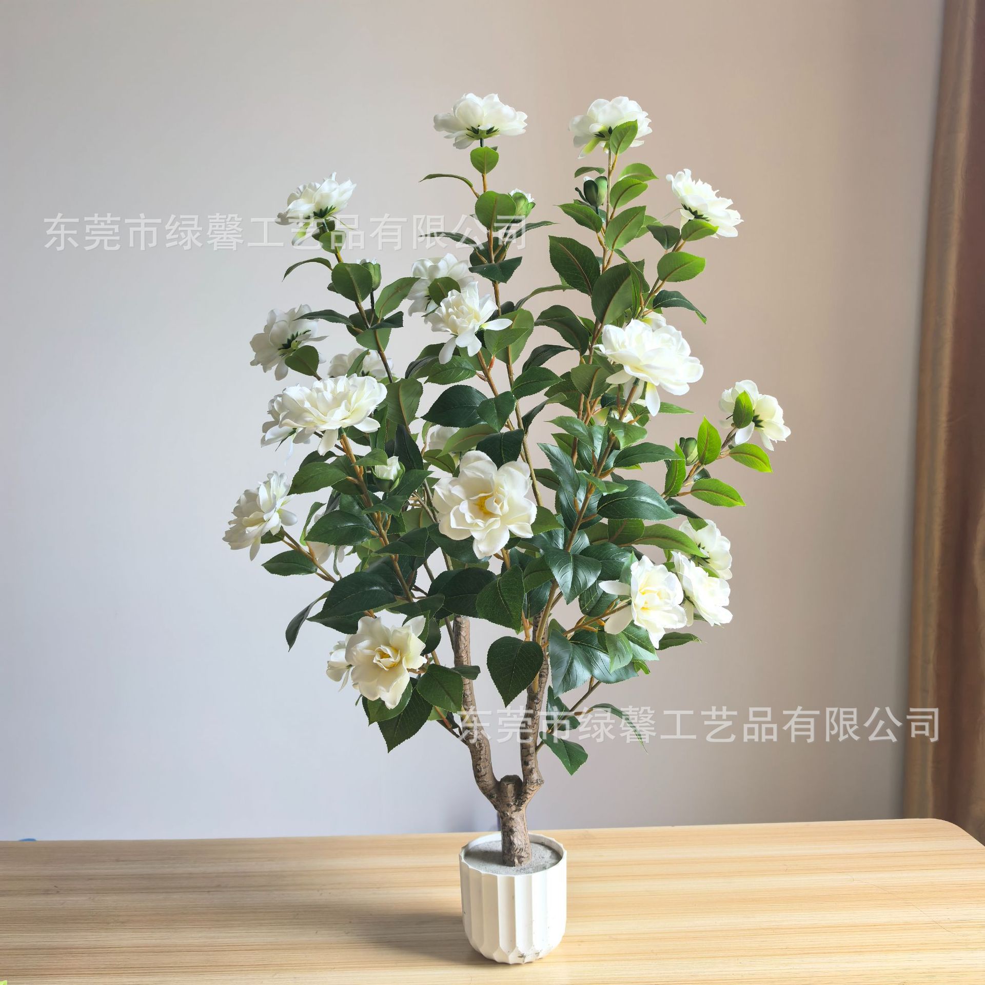 出口仿真栀子花高档绢花山茶花月季仿真花蔷薇花玫瑰假花盆