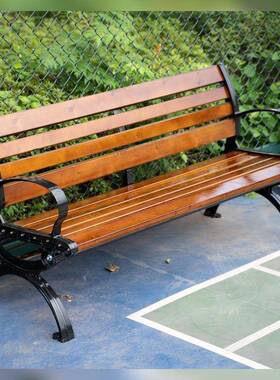 公铸园椅外长椅休腐闲防木塑木室外长凳子F965M675户条靠背排椅庭